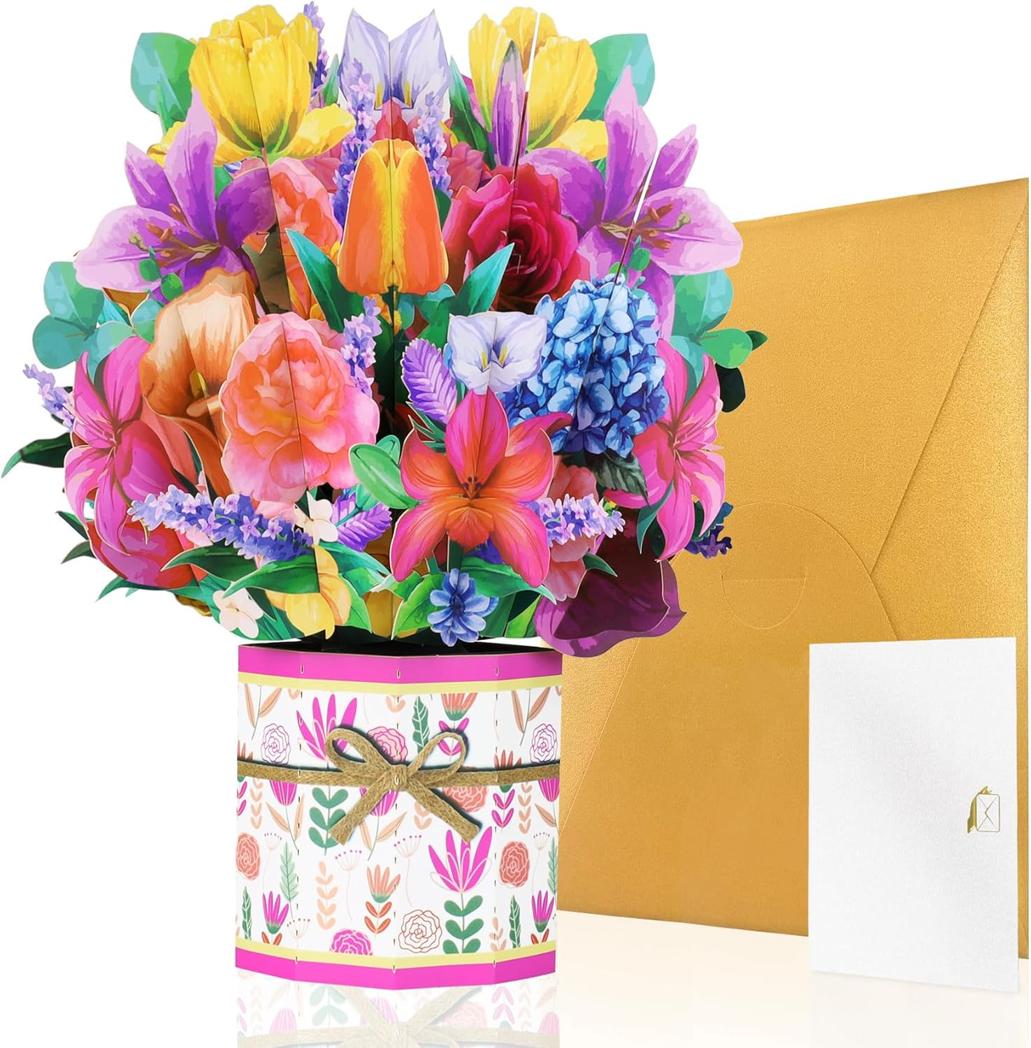 Flower Pop up Card Happy Mothers Day Card 3D Mothers Day Greeting Cards Carnation Flower Bouquet with Note Card and Envelope for Mom Birthday, Anniversary, Mother'S Day (Mixed Flower Butterfly)