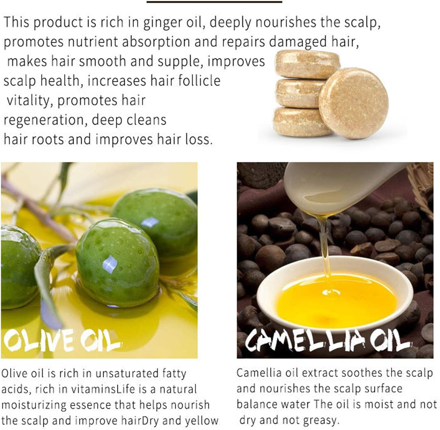 3PCS Organic Ginger Hair Regrowth Shampoo Bar, Ginger Soap for Hair Growth, anti Hair Loss Ginger Shampoo Soap, Mumnatural Ginger Shampoo Bar Conditioner for Thinning Hair (Ginger) image number 5