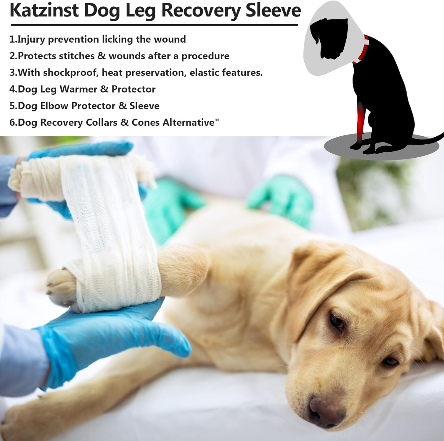 Recovery Sleeve Dog, Knee Support Dog Rear Leg, Elbow Bandage Dog, Elasticity Elbow Pads Front Right Left Leg for Wounds, Bandages, anti Licking for Dogs, Grey XL