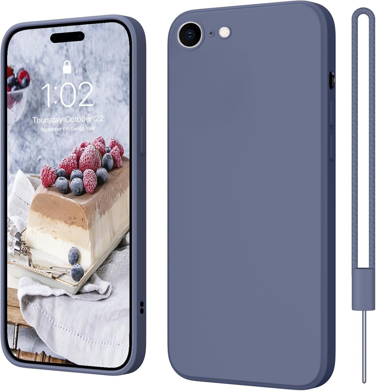 Elestbela Iphone 16 Slim Silicone Case, Ultra Thin, Blue Grey