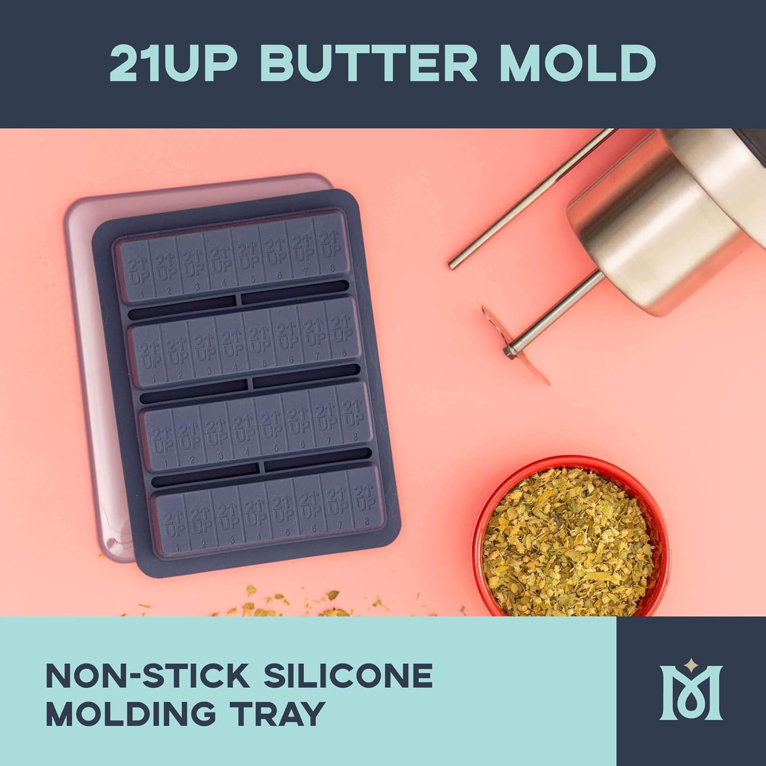 Magical Butter 21UP Silicone Non-Stick Butter Tray -Effortless Butter Making with Precise 8 Tbsp Sticks. Food-Grade, Non-Stick Rectangle Container for Brownies, Homemade Butter, Herbed, Garlic Butter