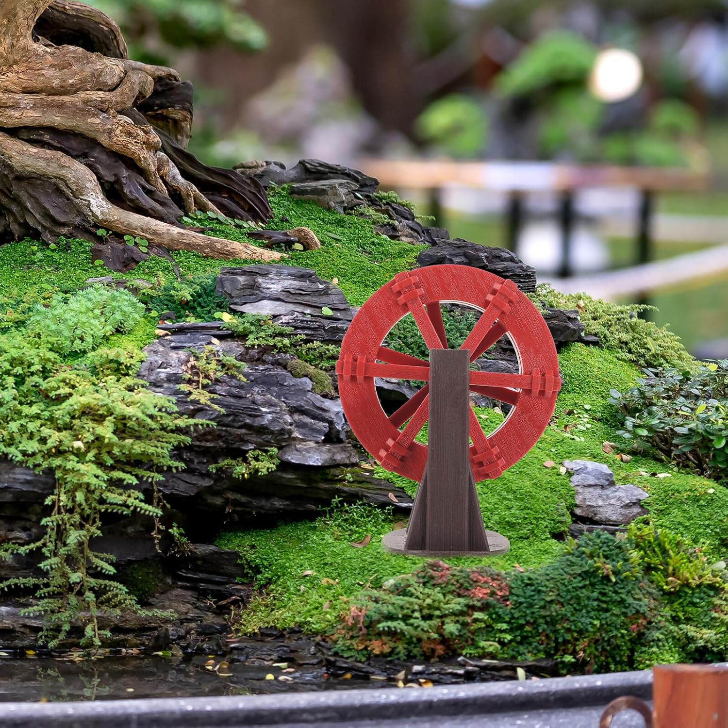 INOOMP Water Wheel Fountain Accessory for Aquarium Garden Decor Lightweight Micro Water Wheel for Fish Tank Scene Layout Ornament image number 4