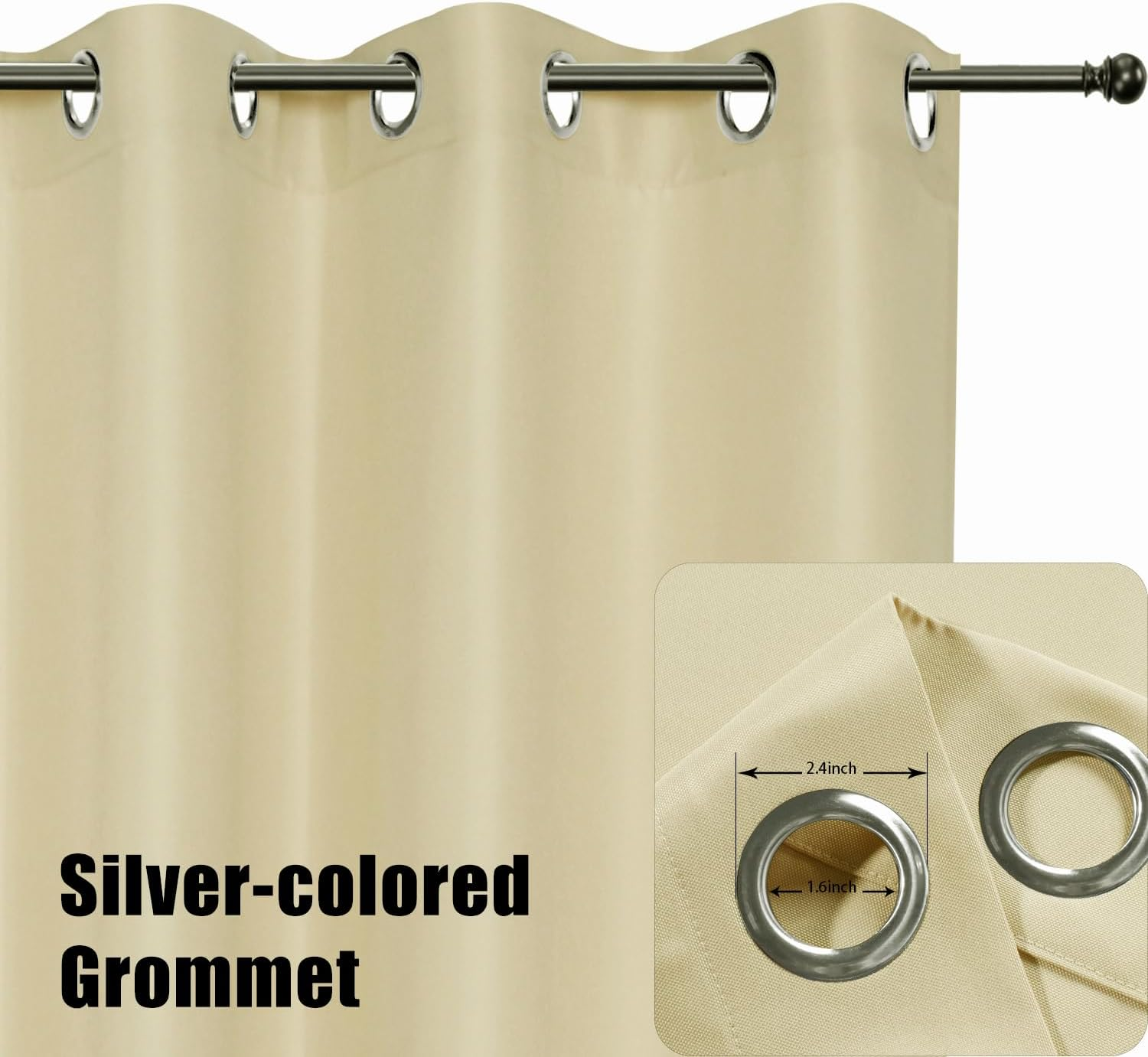 Bonzer Waterproof Outdoor Curtains for Patio, Premium Thick Privacy Weatherproof Grommet outside Curtains for Porch, Pergola, Cabana, 1 Panel, 54W X 84L Inch, Cream image number 2