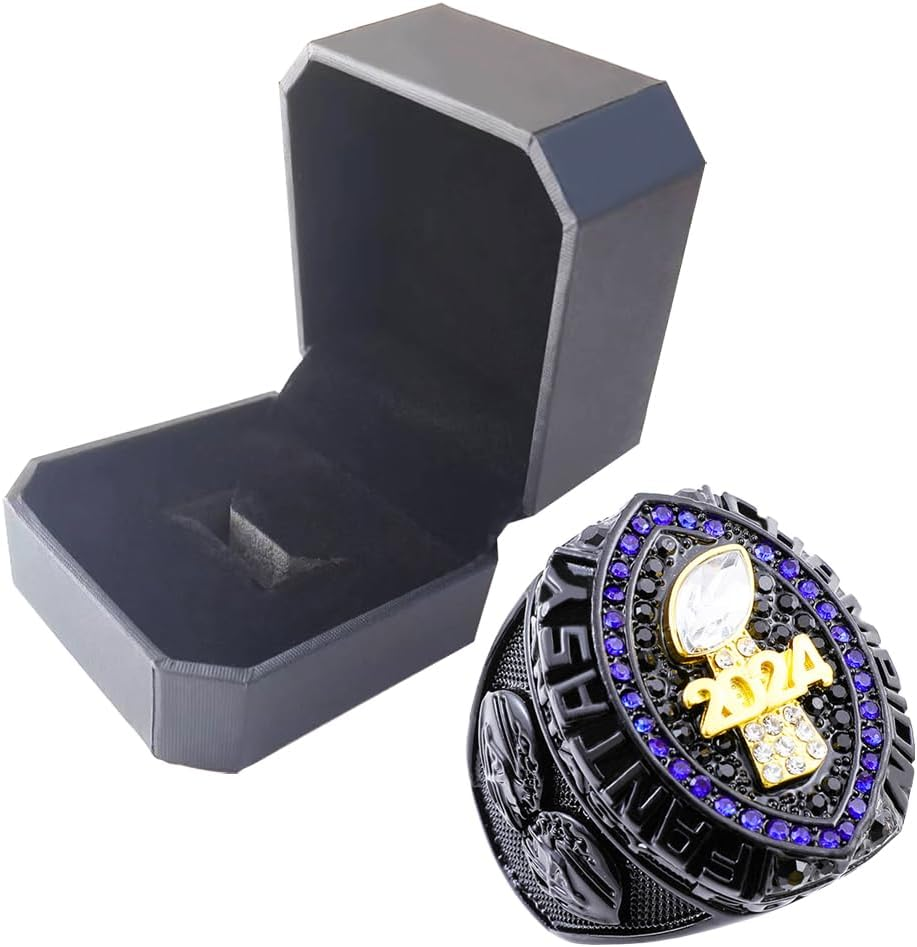 Noblehead 2024 Fantasy Football Ring | Heavy FFL Champion Ring | Gold Silver Tone Plated Award Trophy for Fantasy Football League Winner image number 3