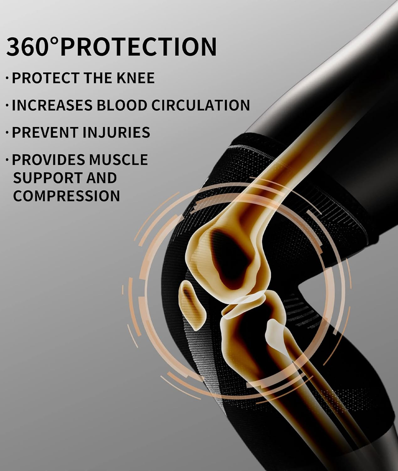 PROIRON Knee Brace, 2 Pack Knee Compression Sleeve Knee Support V-Shape (Pressurized Leg) for Meniscus Tear, Running, Weightlifting, Workout, ACL, Arthritis, Joint Pain Relief - XL image number 3