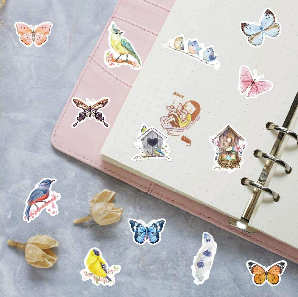 Cute Planner Stickers 80 Pcs, Mini Aesthetic Butterfly Birds Plant Sticker, Trendy Decals for Water Bottles, Phone Cases, Laptops, Calendars, Scrapbook, Bullet Journal, Album (Butterfly Bird Plant Style) image number 2