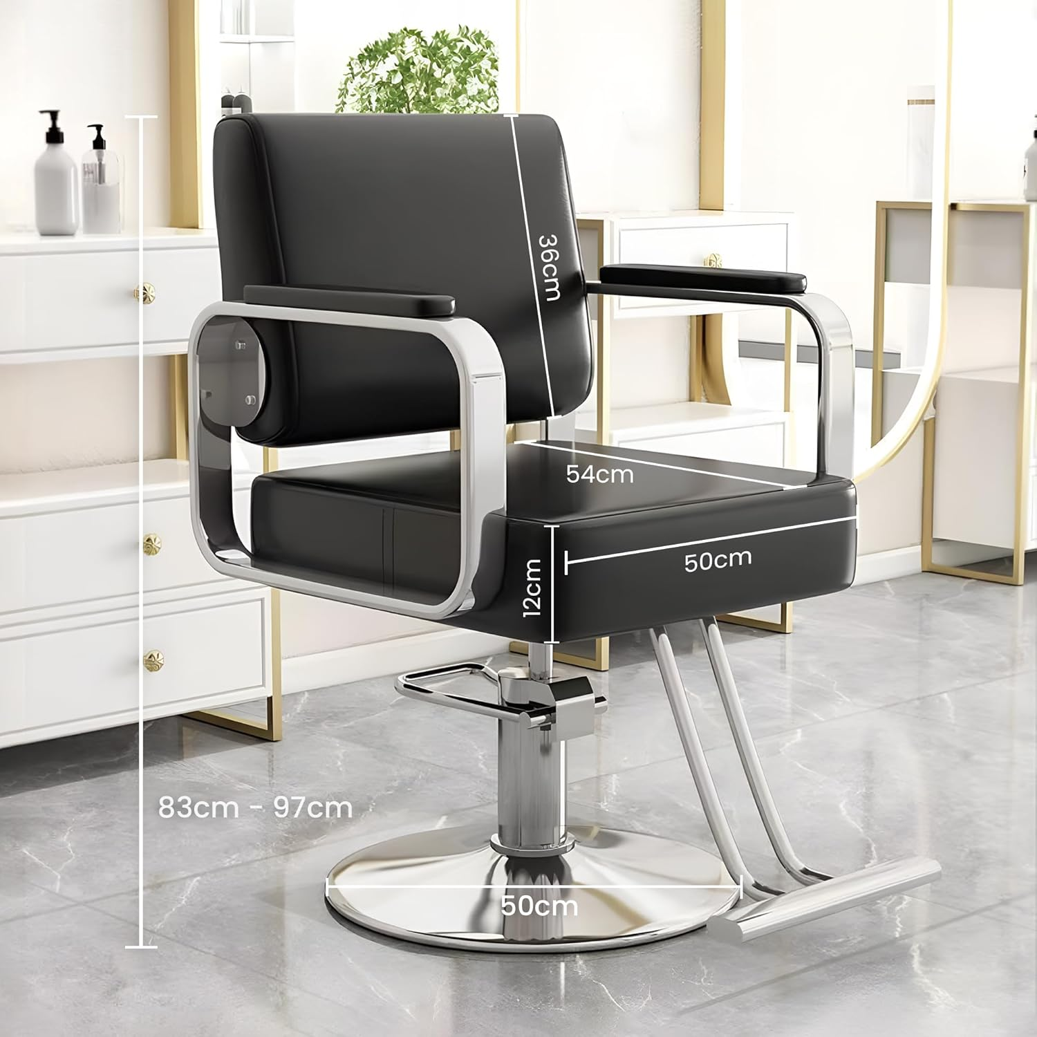 Lauft Salon Stool Swivel Chair Backrest Barber Hair Dresser Chair Hydraulic Lift Rotating Spa Seat (Blk-01) image number 2