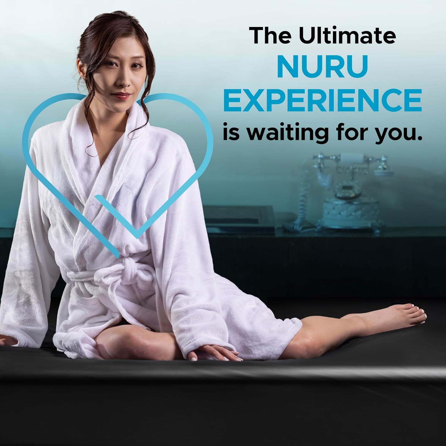 Black Vinyl Queen Waterproof Fitted Massage Bed Sheet with Side Pocket | Mattress Protector, Bed Cover for Nuru Massage - Oil, Water-Based, Silicone Safe | 152Cm X 203Cm + 35Cm Deep Pocket image number 3