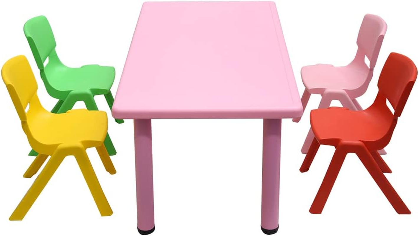 1.2M Kid'S Adjustable Rectangle Pink Table & 4 Mixed Chairs Set image number 4