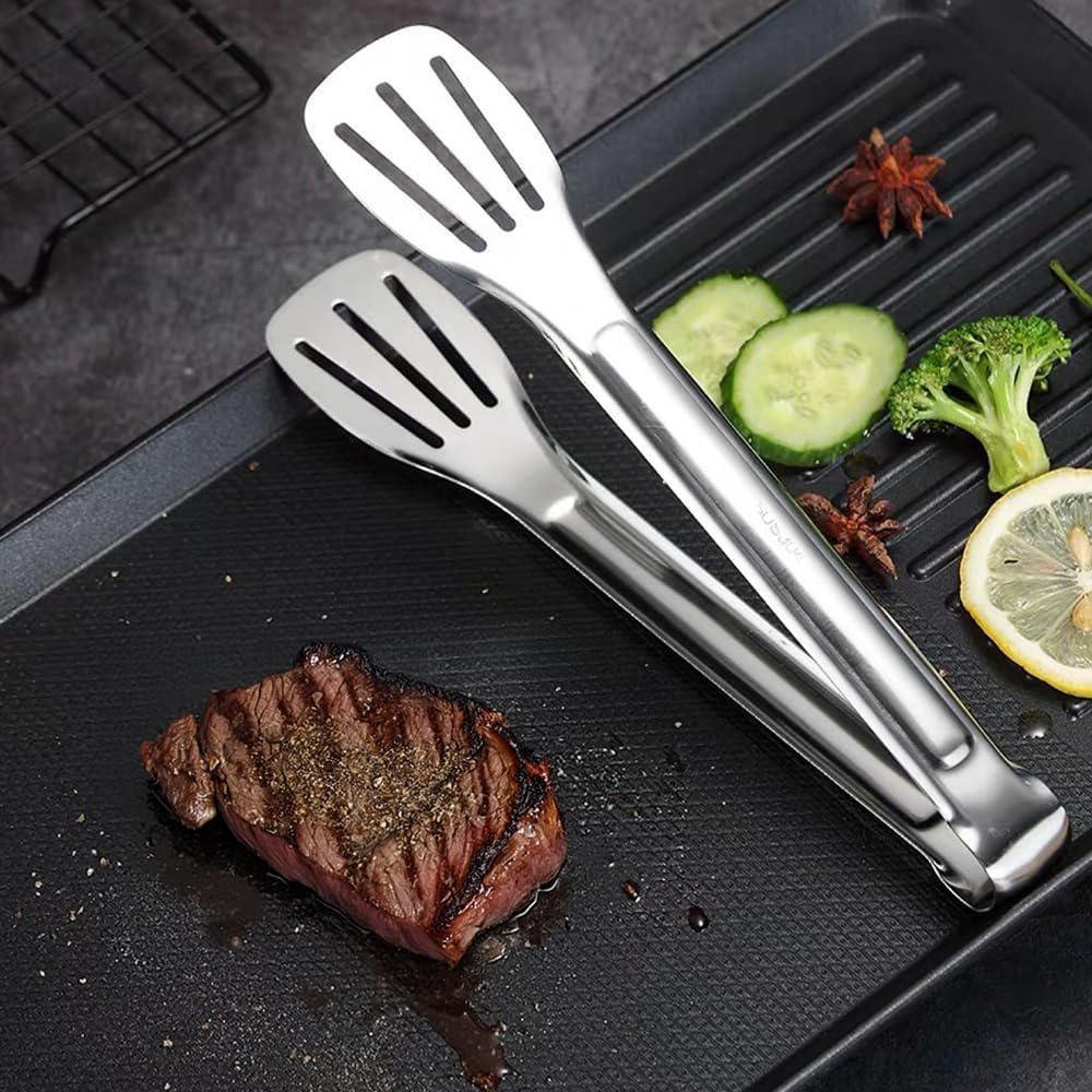 12 Inch Stainless Steel Long Handle Cooking Clamp， Kitchen Tools， Bread Clamp ，Cooking Tongs,Barbecue Tongs 3 Pieces image number 1