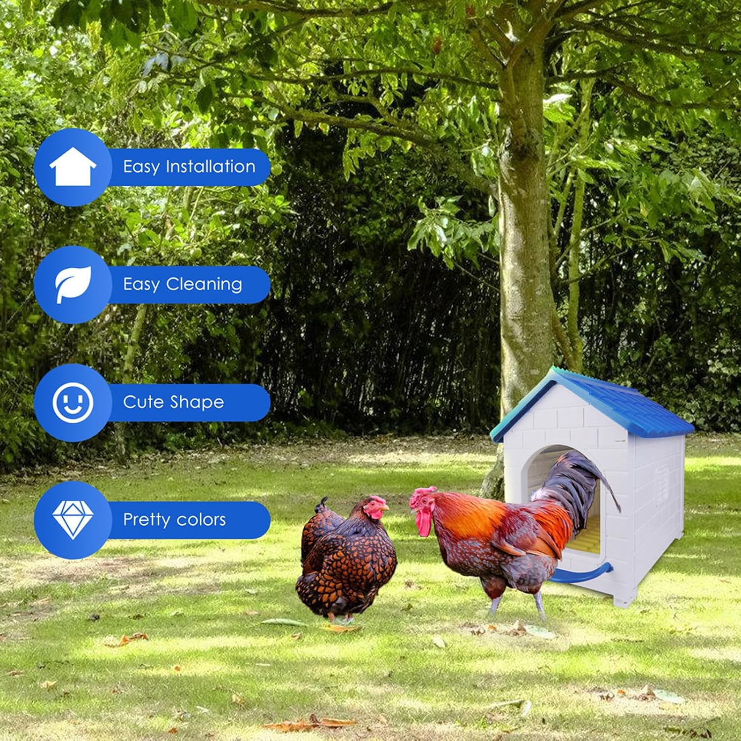 Bewinner Chicken Nesting Box - Compartment Chicken Laying Boxes with Minimalist Design, Easy Maintenance Hens Chicken Coop House for Farms, Yards image number 2