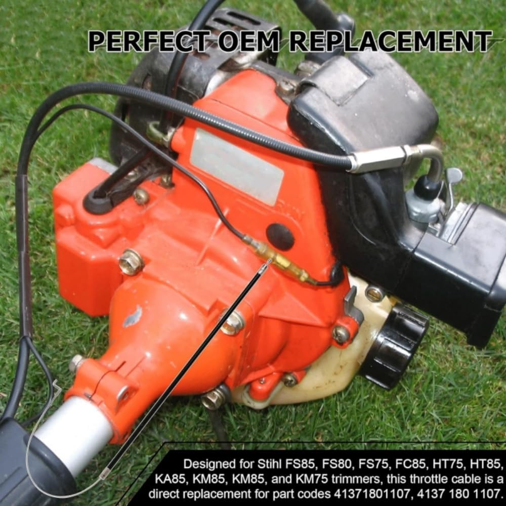 41371801107 Throttle Control Cable Compatible with Stihl Trimmer, Fit for Models FS85, FS80, FS75, FC85, HT75, HT85, KA85, KM85 and KM75, Lawn Mower Throttle Cable for D Loop Handle