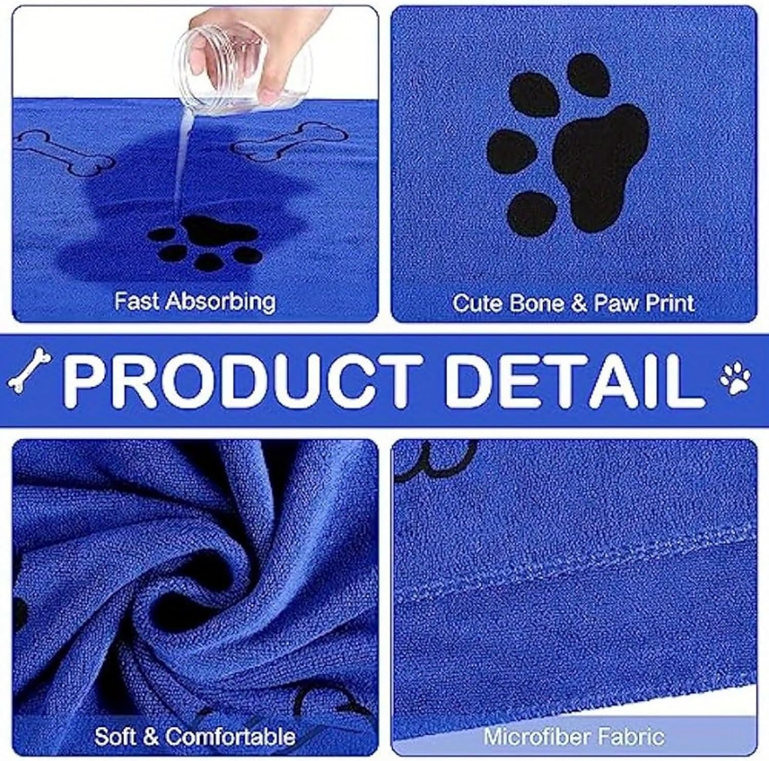 Quick Dry Dog Bath Towel Pack of 2 Large Microfiber Pet Towels Super Absorbent Puppy and Cat Shower Essentials image number 5