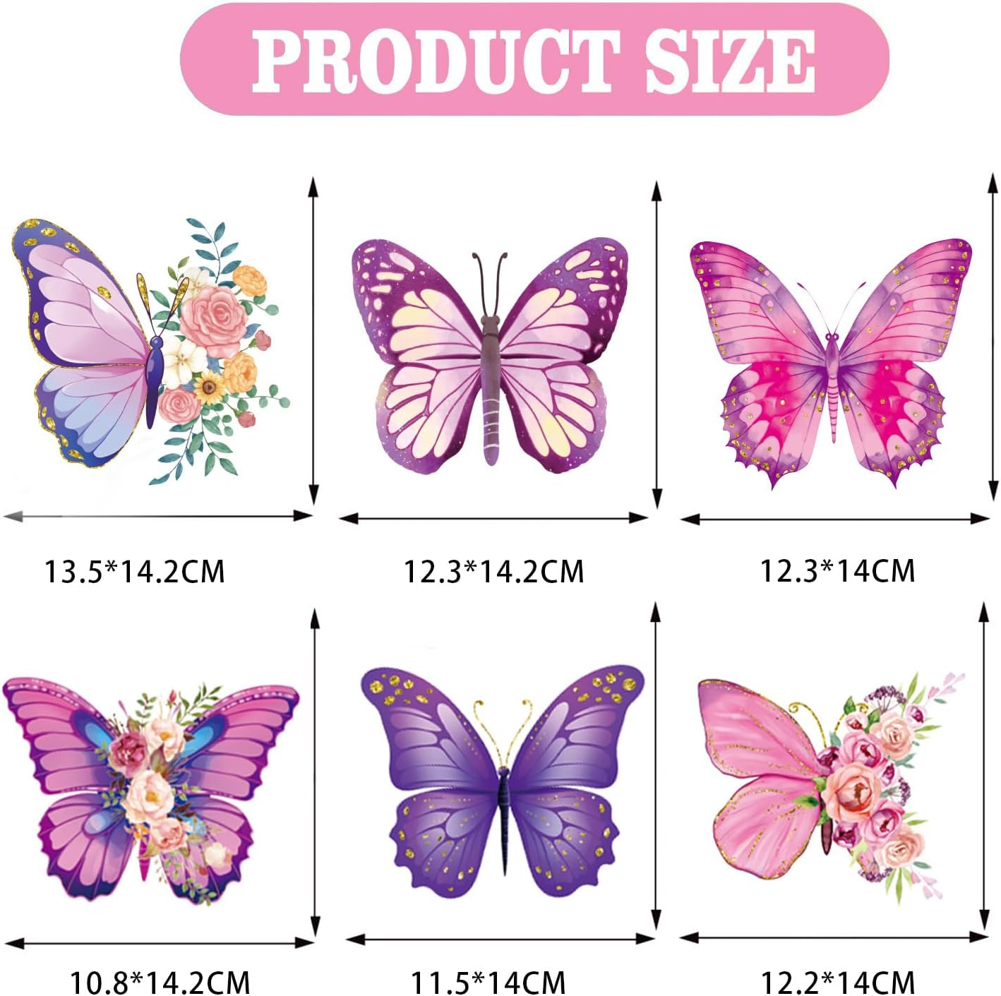 Butterfly Birthday Party Decorations Set, 19 Pieces, Purple and Pink Banner with Hanging Swirls and Cupcake Toppers image number 6