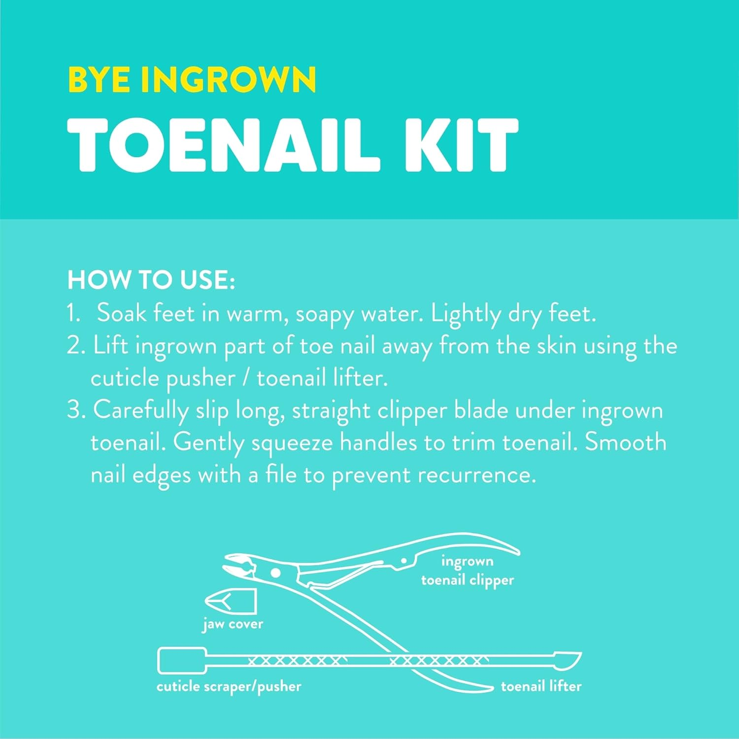 Onyx Professional Ingrown Toenail Kit with Toenail Clippers & Double-Ended Cuticle Pusher, Durable Stainless Steel, Easy to Use Ingrown Toenail Removal Kit, 2 Piece At-Home Pedicure Tools image number 4