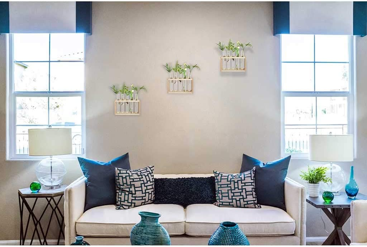 Laffeya Hydroponic Plant Stand, Plant Terrarium with Wooden Stand, Wall Hanging Test Tube Planter Modern Flower Bud Vase Stand, Plant Tabletop Terrarium, DIY Terrarium Kit image number 4