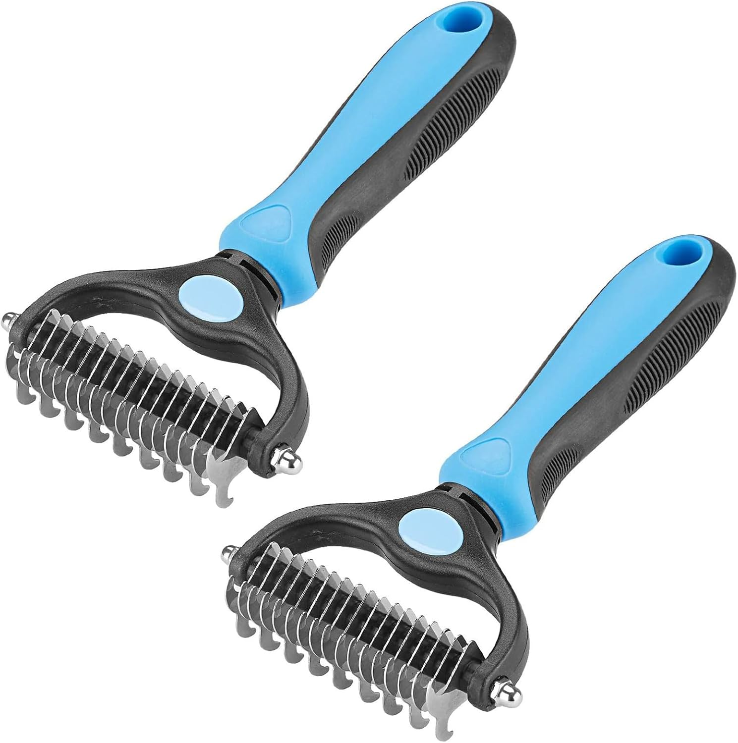 2 PCS Professional Dog Cat Grooming Brush, Double-Sided Pet Shedding Grooming Tool, Dematting Comb for Effective Hair Removal, Undercoat Rake Comb for Deshedding, Mats, Tangles Removing (Red)