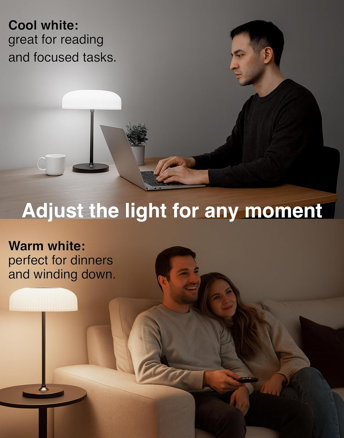 Orihome&reg; Cordless Table Lamp, Solar & USB-C Charging, IP44 Water-Resistant Dimmable Warm/Cool Light, Touch & Gesture Control, Portable Indoor Outdoor Lamp for Bedroom, Bathroom, Patio, Spa Area image number 1