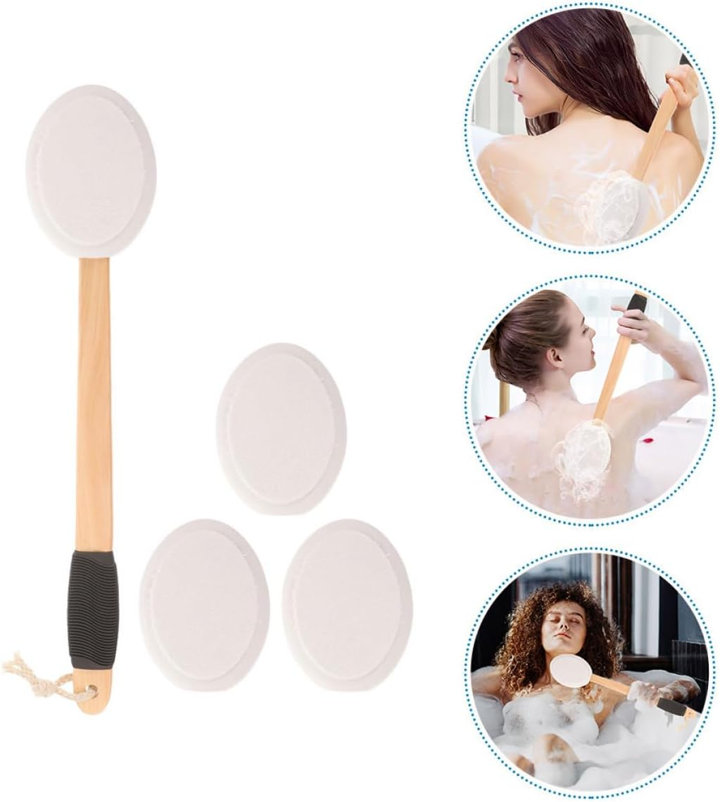 OATIPHO Back Lotion Applicator Set with Non-Slip Handle, Soft Sponge Bath Brush with 3 Replacement Heads for Applying Sunscreen, Body Cream, and Moisturizer on Hard-To-Reach Areas image number 5