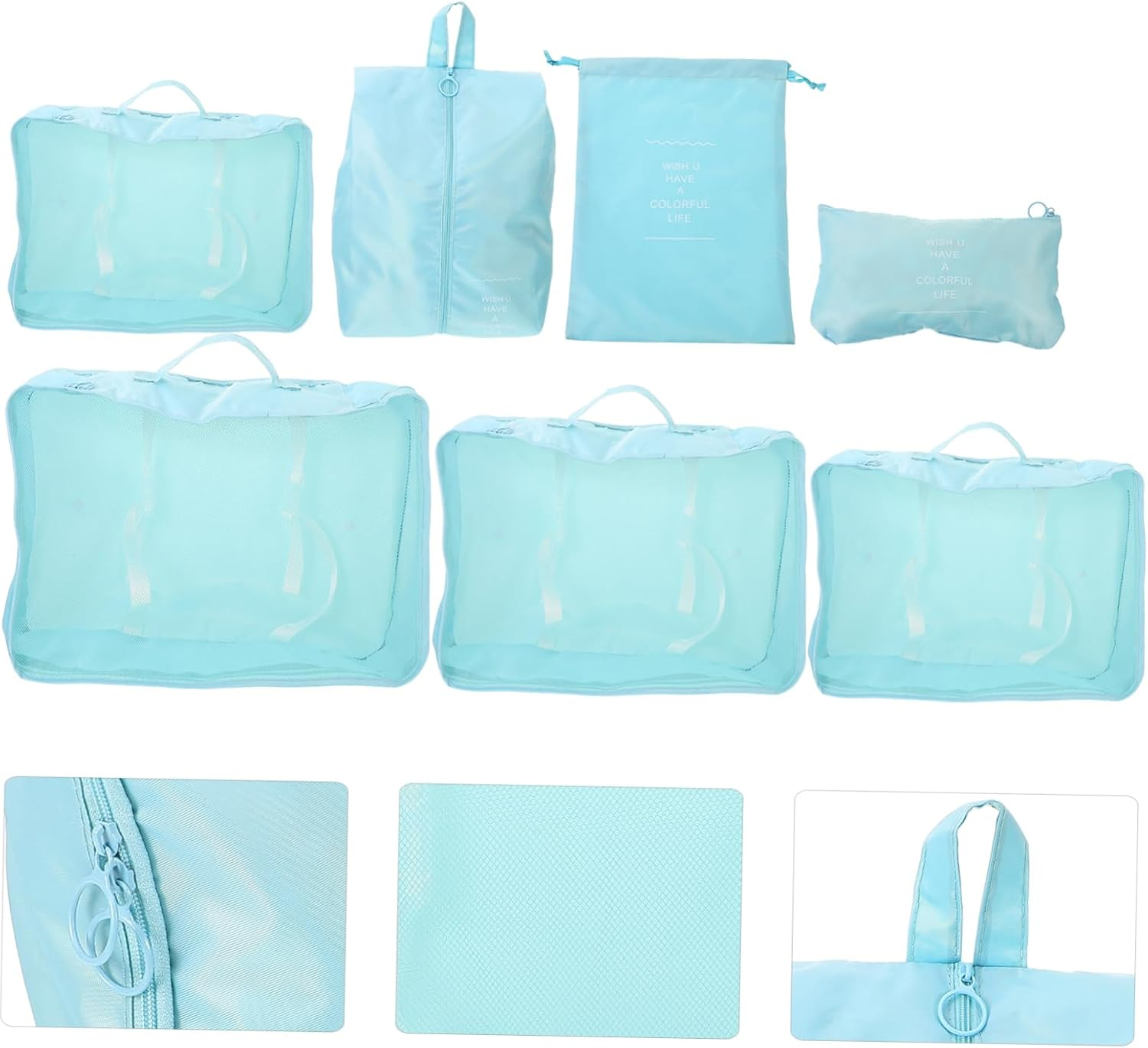 TINEASUR 7Pcs Travel Toiletries Bag Packing Cubes for Suitcases Travel Storage Bag Organiser image number 1