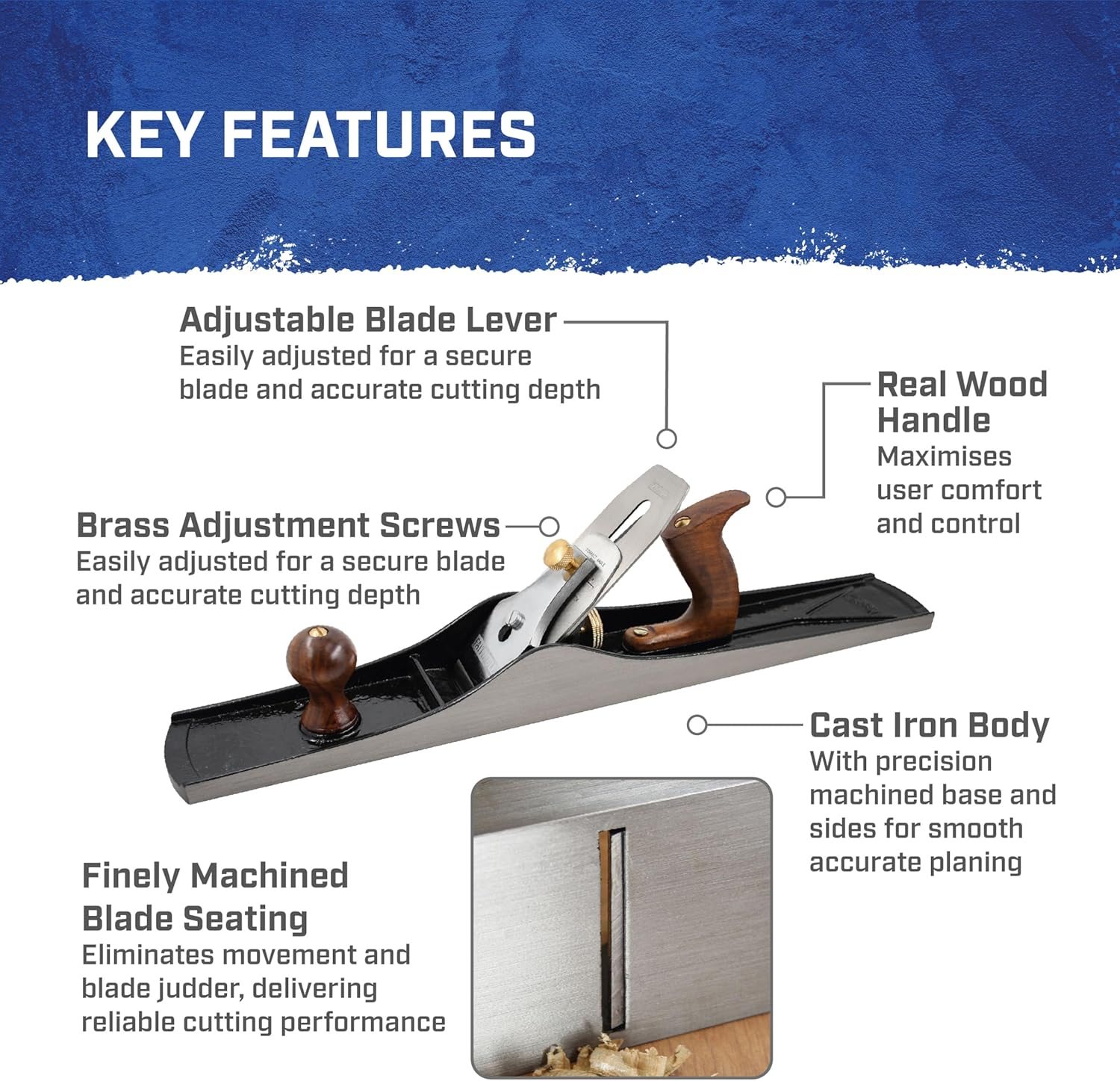 Faithfull FAIPLANE7 No.7 Jointer Plane, Walnut, Black and Silver, 555Mm