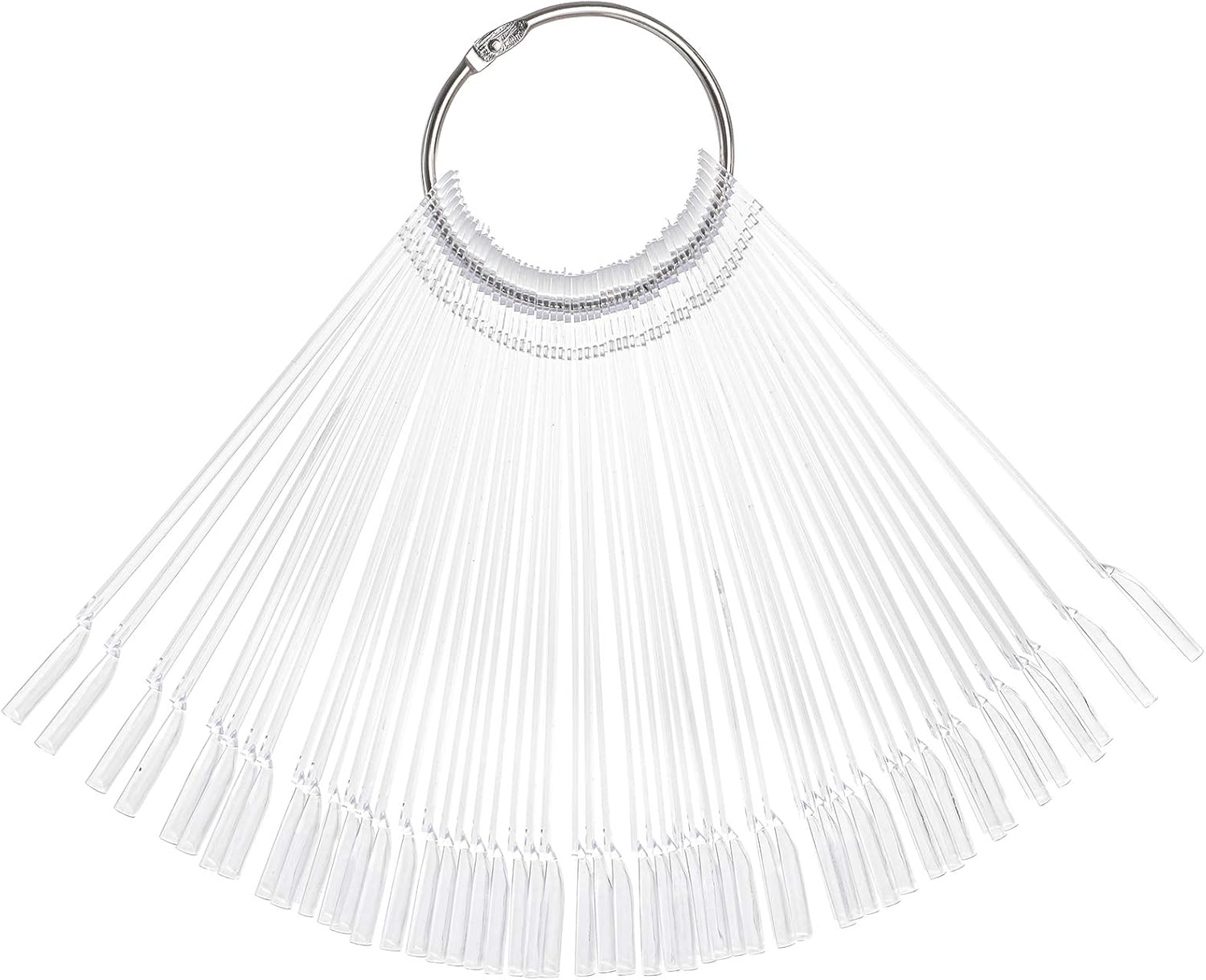 Hedume 12 Set Total 600 Tips Clear Nail Swatches Sticks with Metal Screw Split Ring Holder, Transparent Fan-Shaped Nail Art Tips, Nail Art Supplies for Nail Art Polish Display and Home DIY image number 5
