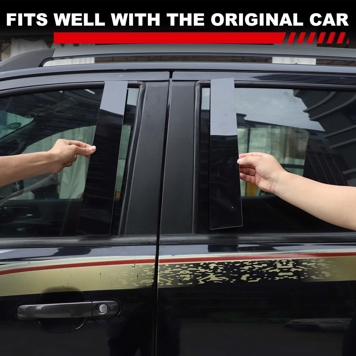 B-Pillar Cover Trim Compatible with Ford Ranger 2023-2025 Accessories | PC Material Center Pillar Post Panel Sticker | 6PC Set (2015-2021) image number 2