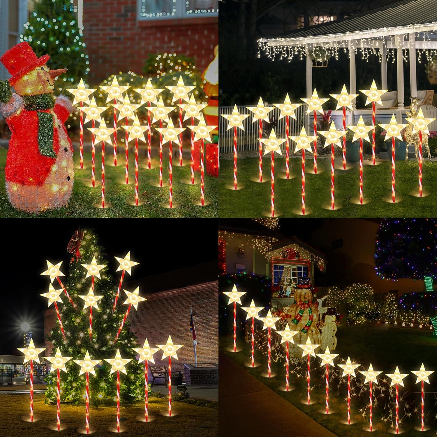 FLSEPAMB 12Pack Solar Christmas Lights Outdoor, Christmas Decorations Outdoor with 8 Modes Timer Remote, Waterproof Outdoor Xmas Lights for Outdoor Xmas Garden Yard Walkway Decor