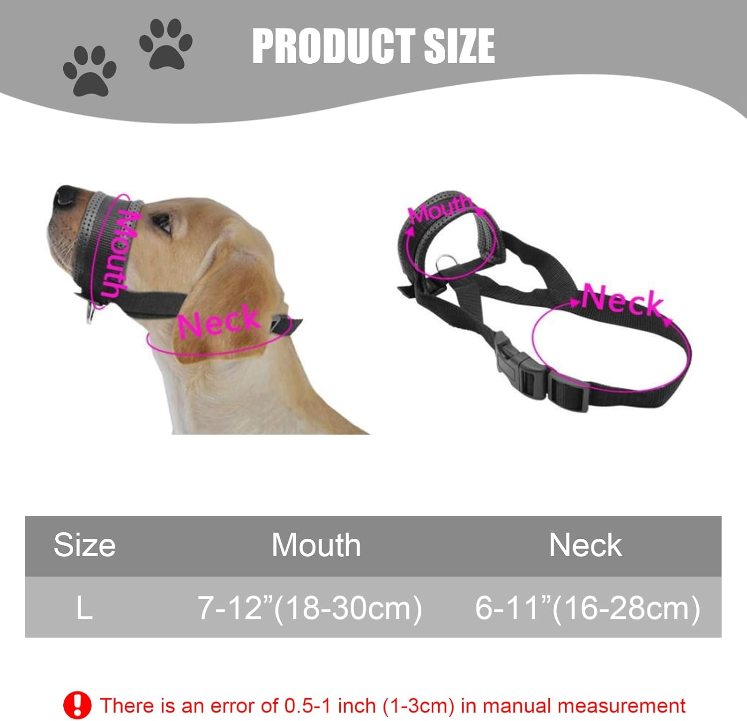 Nylon Muzzle for Dogs, Adjustable Loop, Breathable, Safe, Quick Fit for Small, Medium Dogs, Prevents Biting, Chewing and Barking image number 5