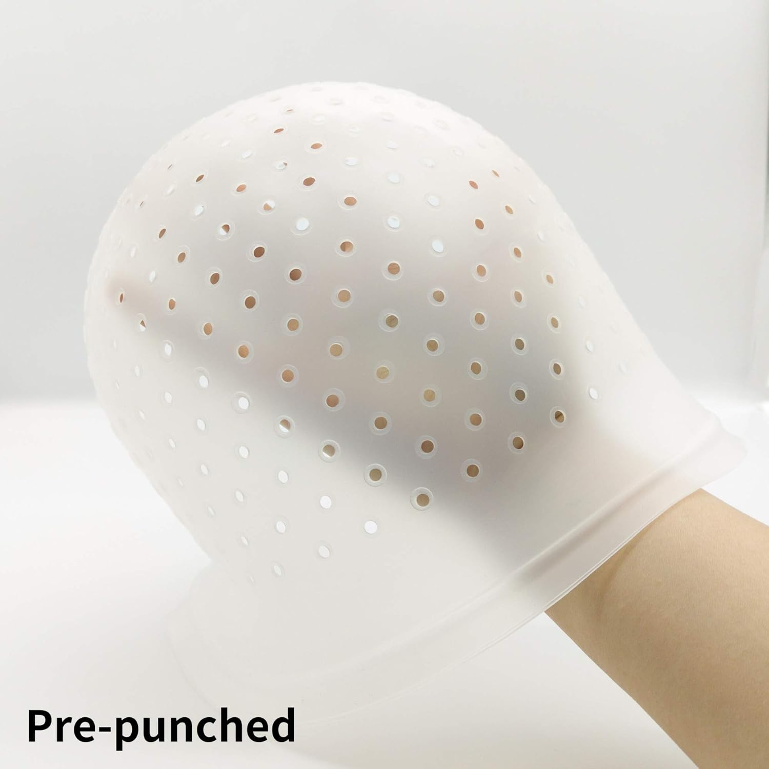 Holes Open Silicone Highlight Hair Cap Punched Hair Highlighting Cap Reusable Frosting Cap Highlights Caps for Hair Dyeing DIY Hair Color Salon Highlighting Cap with Hook Kit image number 3