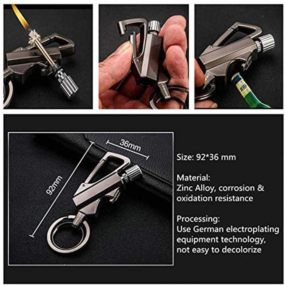 BIASTNR Permanent Metal Lighter, Lighter Keychain Outdoor, Emergency Survival Gear with Flint Metal Matchstick Fire Starter Kerosene Refillable Lighter image number 2