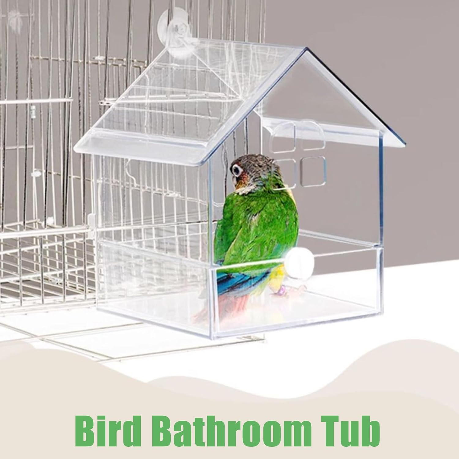 Parakeet Bath for Cage - Parrot Bathing Box, Spacious Bird Tub | Acrylic Budgies Shower Bath Box, Splash Proof Bird Bathtub Cockatiels Hygiene, Cage Accessories for Feathers Grooming Aviary Wellness image number 4