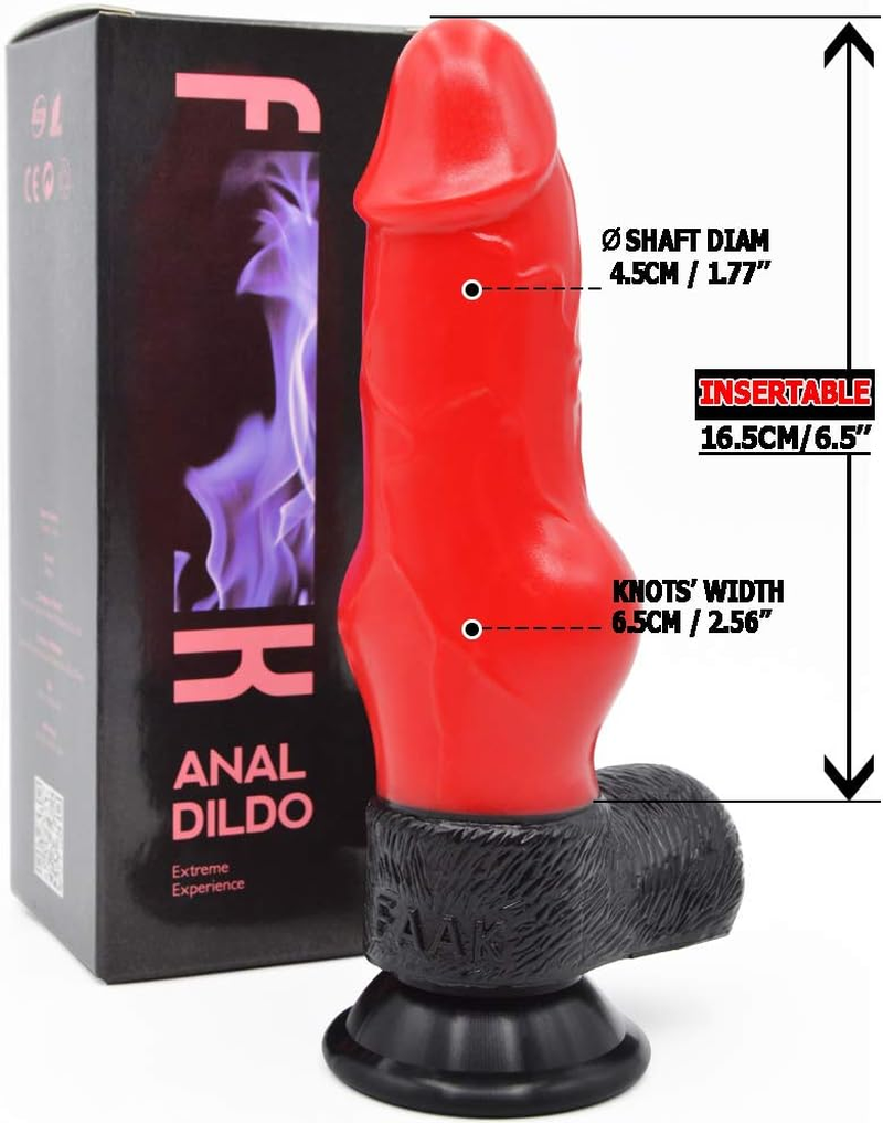 Realistic Silicone Dildo,Faak Orc'S Knotted Dildo Plug,Naughty Red 6.5'' Insertable Medium Size Fantasy Masturbation Sex Toy,Faak Dildos and Anal Toys image number 2