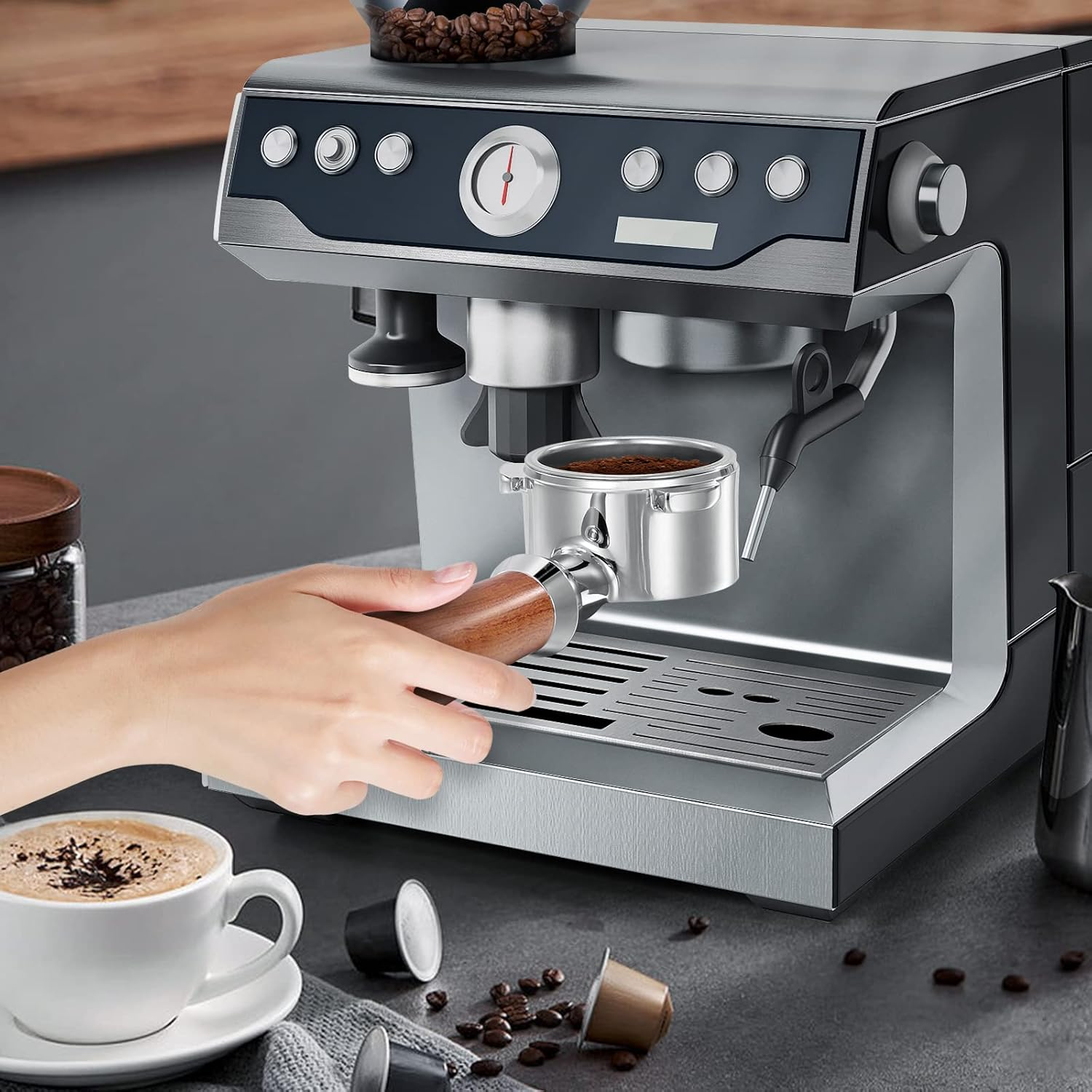 GUYOS 54Mm Espresso Bottomless Filter Holder 3-Ear Coffee Filter Holder Coffee Accessories Replacement for Breville 8 Series Coffee Machines image number 5