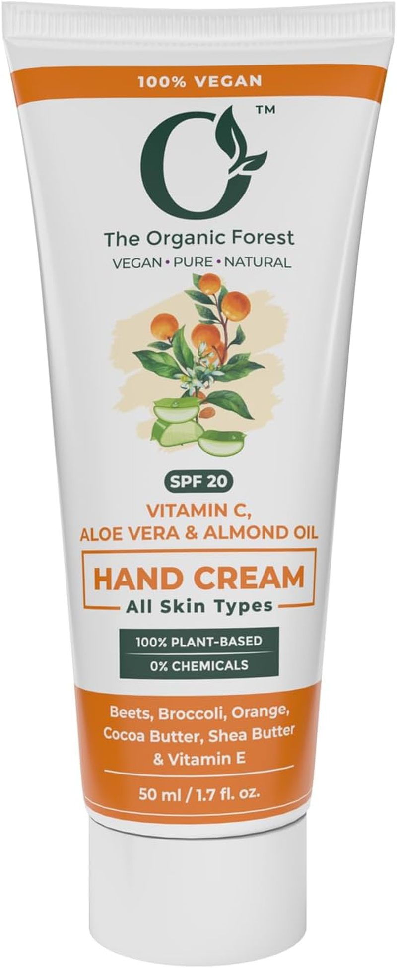 Organic Forest Vitamin C Hand Cream with SPF | Shea Butter, Almond Oil, Coconut Oil & Aloe Vera - Hydrating Moisturizer for Men & Women | Plant Based, Travel Size |