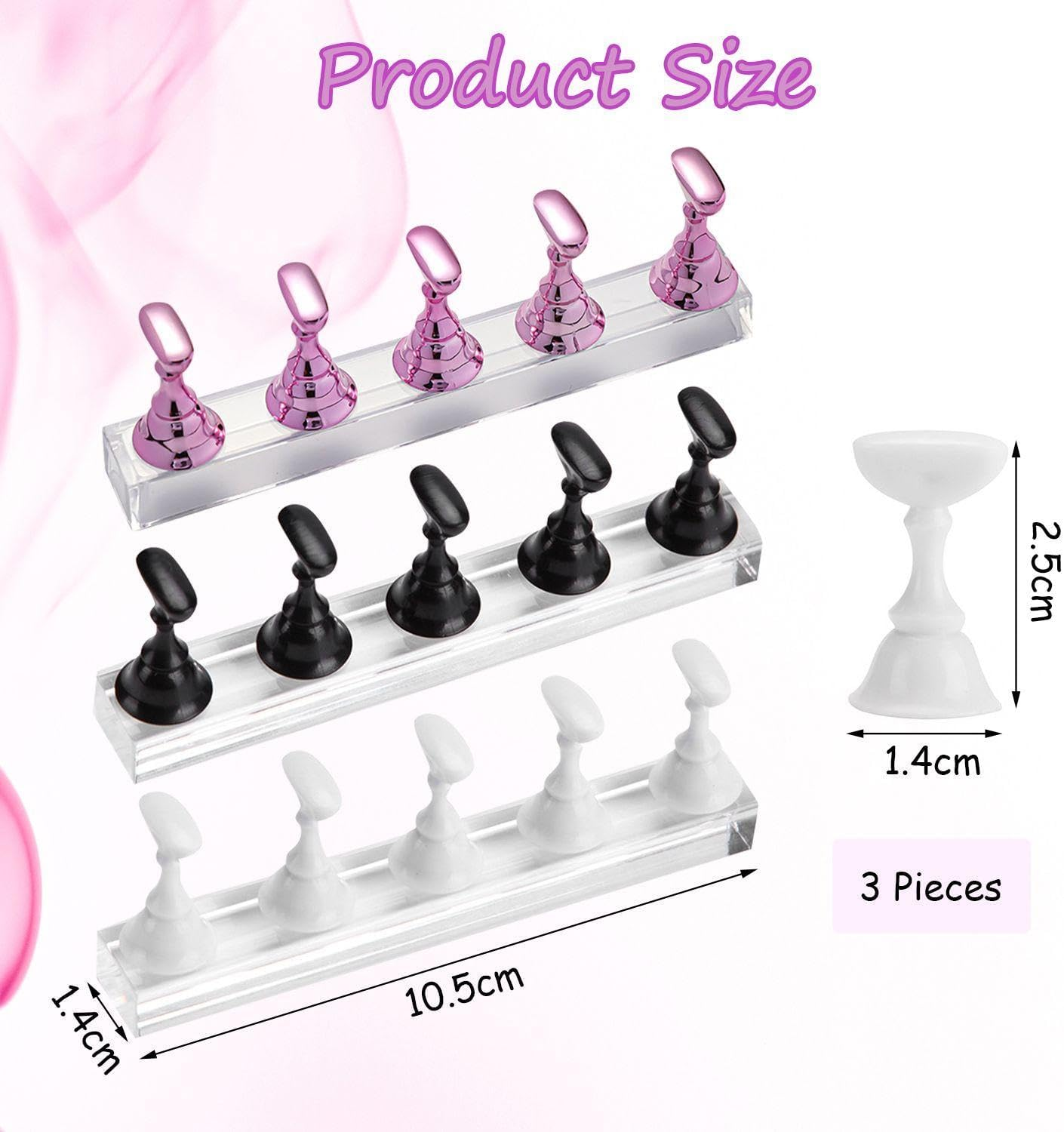 3 Piece False Nail Display Stand Manicure Practice Base Acrylic Nail Stand Manicure Accessories image number 3