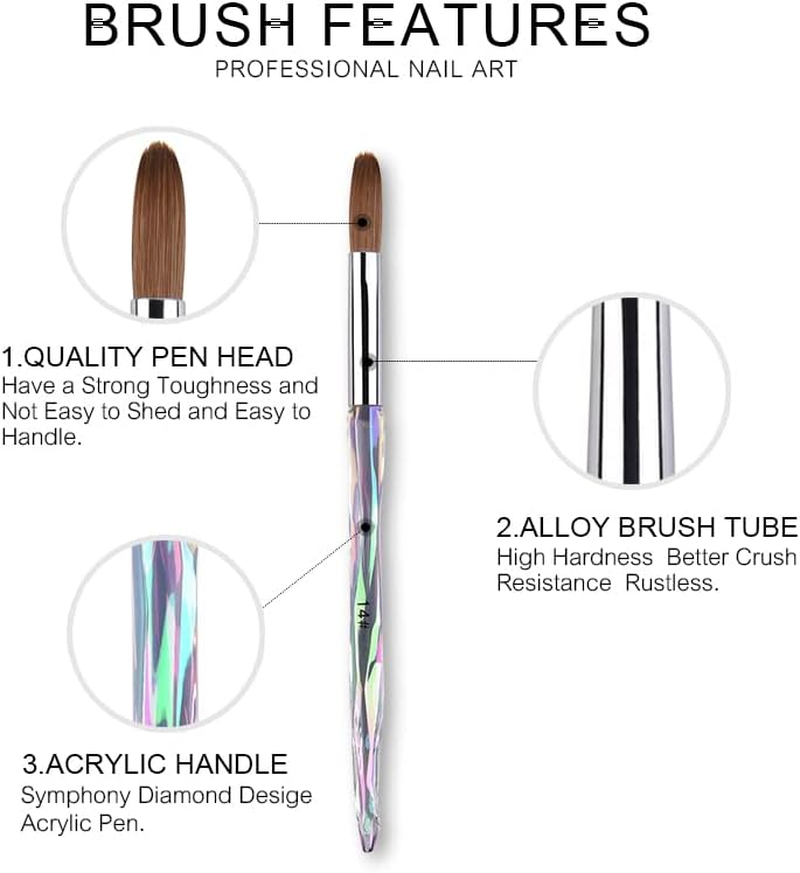 KADS Nail Symphony Acrylic Brush Nail Art Brush Scalp Nail Brush Nail Art Dedicated Brush Acrylic Nail (14#) image number 4