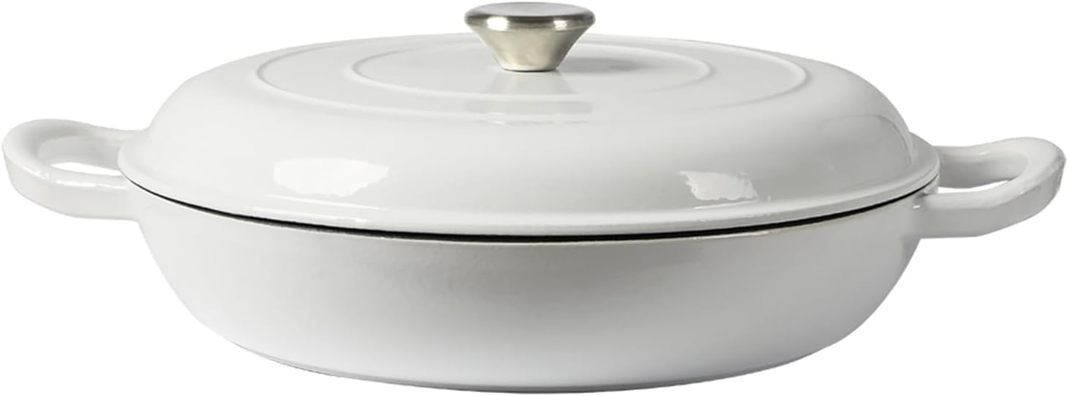 TOQUE Enameled Cast Iron Dutch Oven 3.5L Pot with Lid Kitchen Cookware Black, 3.7 Quart Camping Cooking Non-Stick Slow Cooker Shallow Pan, round Dutch Oven Pots for Bread Baking,Braise,Stew,Roast