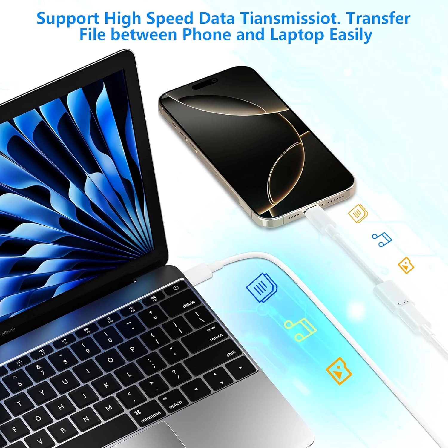 USB C to Lightning Audio Adapter, Super Durable Multi-Functional Plug-And-Play Converter Accessory, Suitable for Mobile Phones, Tablets, Laptops (White)