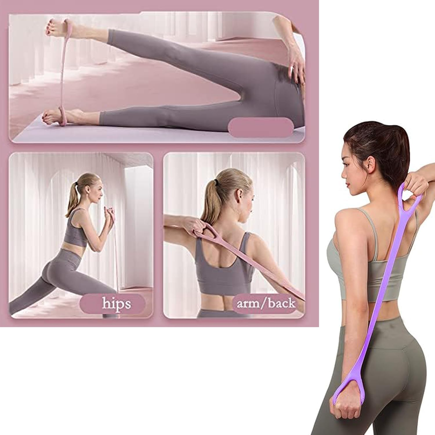 Fitness Resistance Band, Arm|Back Training Elastic Ropes - Pure Workout Chest Arm and Shoulder Stretch Bands Exercise Equipment for Physical Therapy,Yoga,Pilates,Stretching image number 3