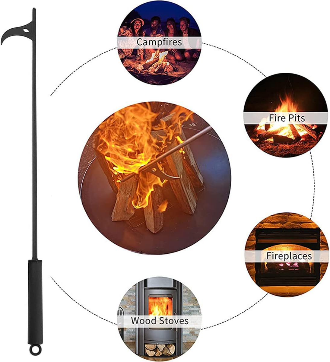 Fire Pit Poker 40-Inch Extra Long Heavy Duty Wrought Steel Fire Poker Solid Steel Campfire Poker Black Fire Poker Stick Portable Outdoor Fire Poker for Fireplace Camping Fire Stove Hiking \ image number 4