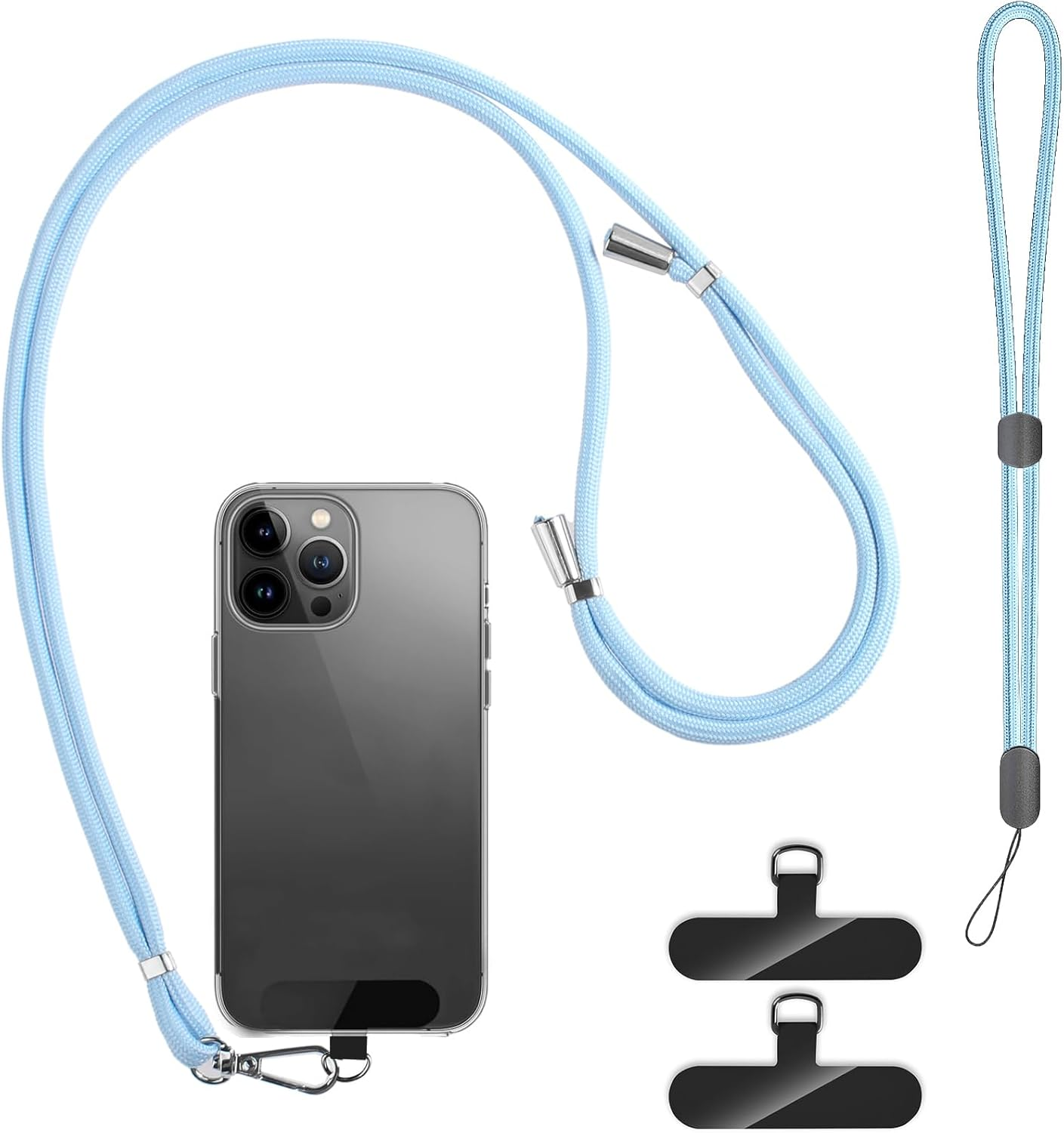 2 Pads Mobile Phone Lanyard Crossbody with 2Pcs Patch Tether Tab,H HOME-MART Adjustable Nylon Neck Wrist Strap Lobster Clasp Hanging Strap Safety for Most Smartphones Cell Phone Accessories image number 1