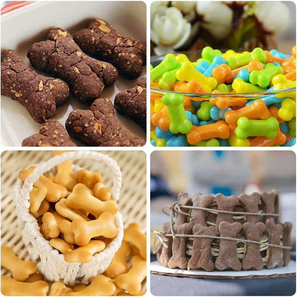 3 Pack Silicone Ice Molds Trays with Puppy Dog Paw and Bone Shape, Finegood Reusable Bakeware Maker for Baking Chocolate Candy, Oven Microwave Freezer Dishwasher Safe - Pink, Red, Purple