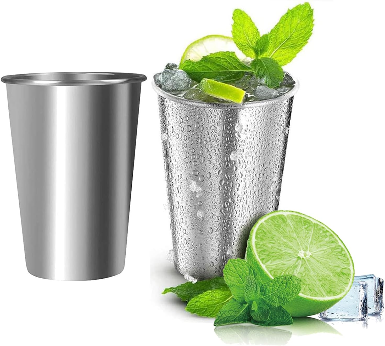 Pack of 2 Stainless Steel Mugs, Stackable Stainless Steel Water Cup, Suitable for Family, Camping, Picnic, Travel, Barbecue, Hiking Etc. (350 Ml)