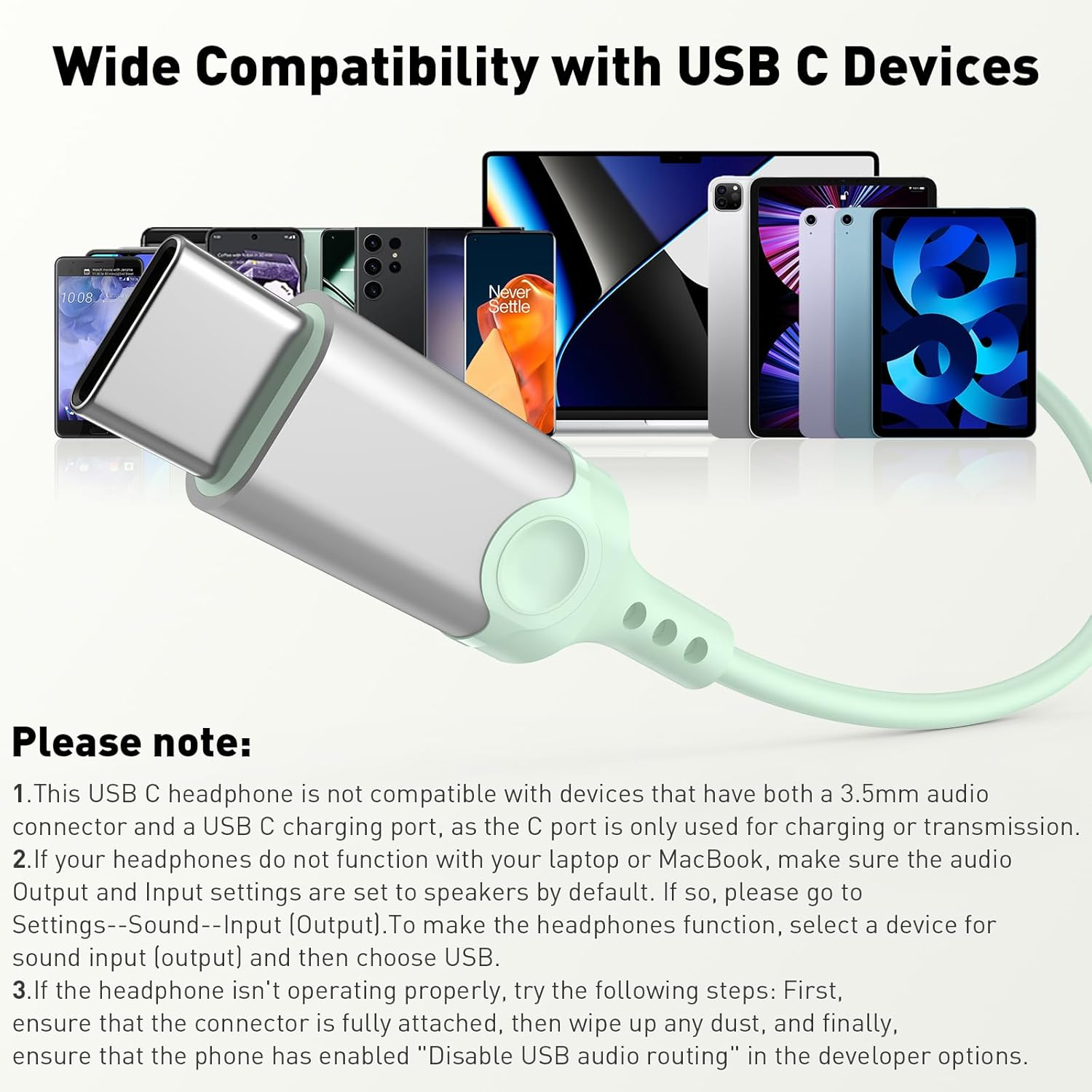 USB C Headphones Type C Earphone for Samsung Galaxy S25 Ultra S24 plus S23 S22 S21 Hifi DAC Magnetic for Apple Wired Earbud with Microphone for Iphone 15 16 Pro Max 16E Android Pixel 10 9 8 Mint Green - Mint Green image number 4