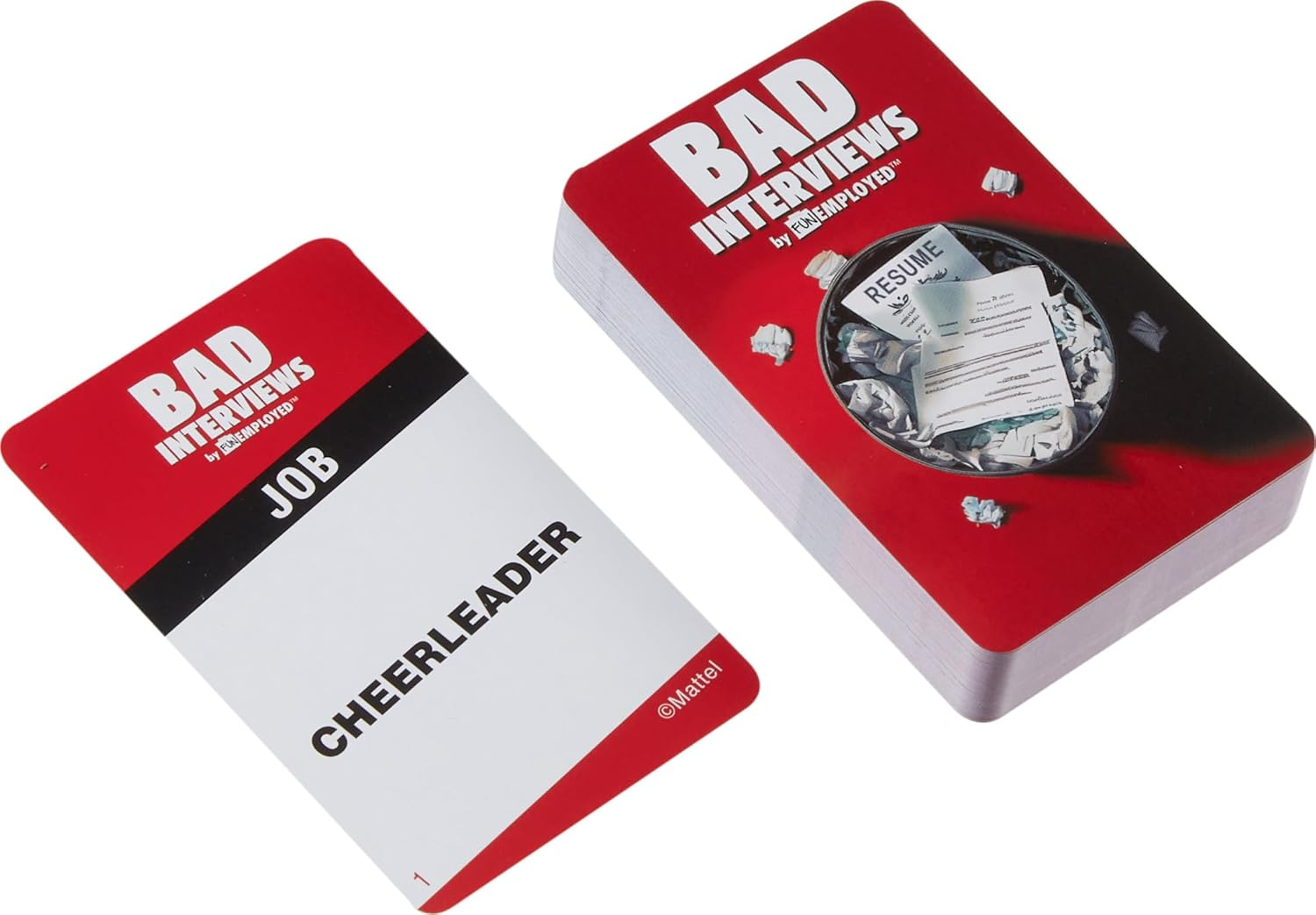 Mattel Games Bad Interviews by Funemployed Party Game for Adults and Game Night for 3 or More Players, Hilarious Quick-Thinking Interview Card Game image number 1