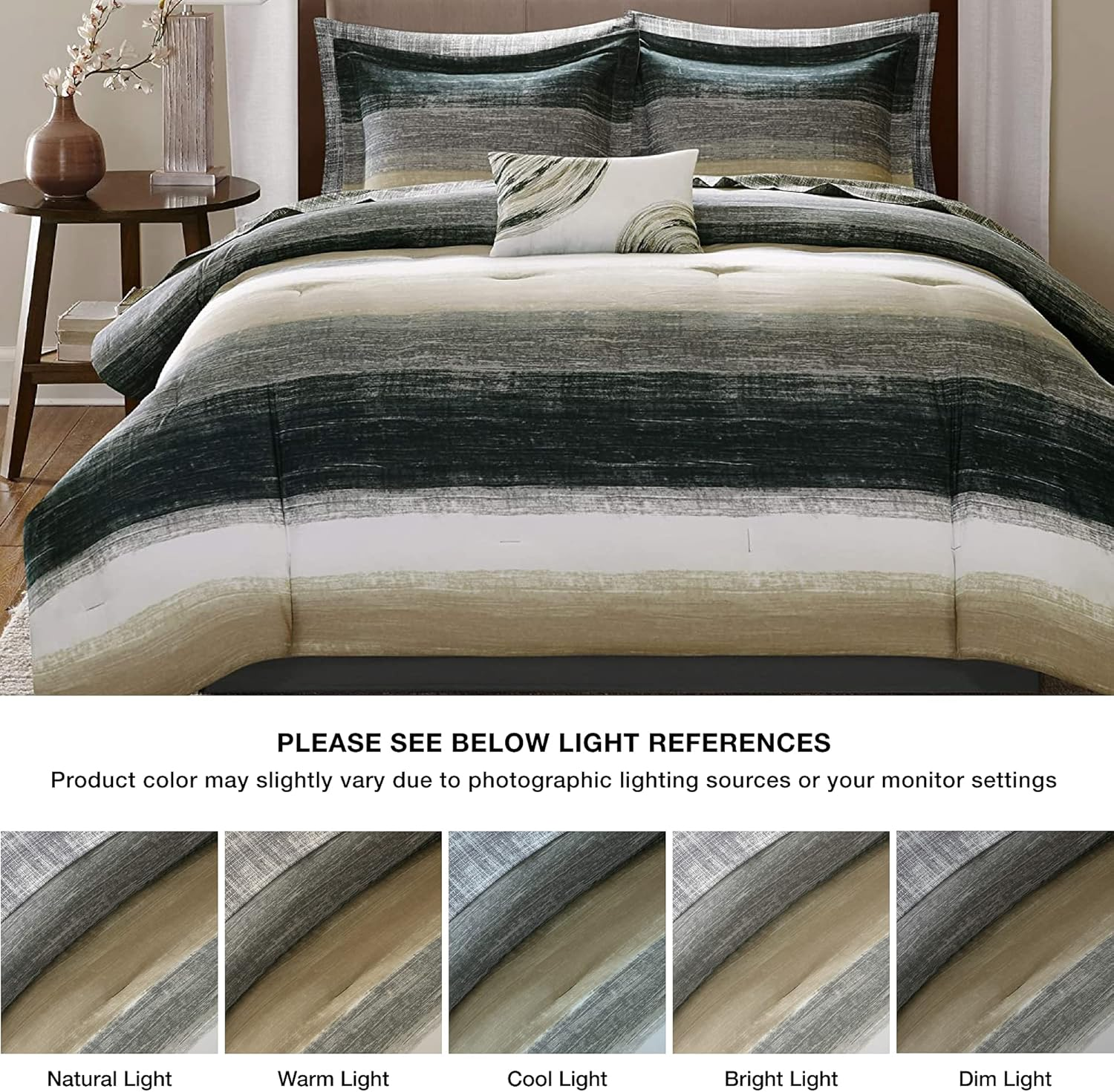 Madison Park MPE10-166 Essentials Saben Complete Bed and Sheet Set, King, Taupe image number 2