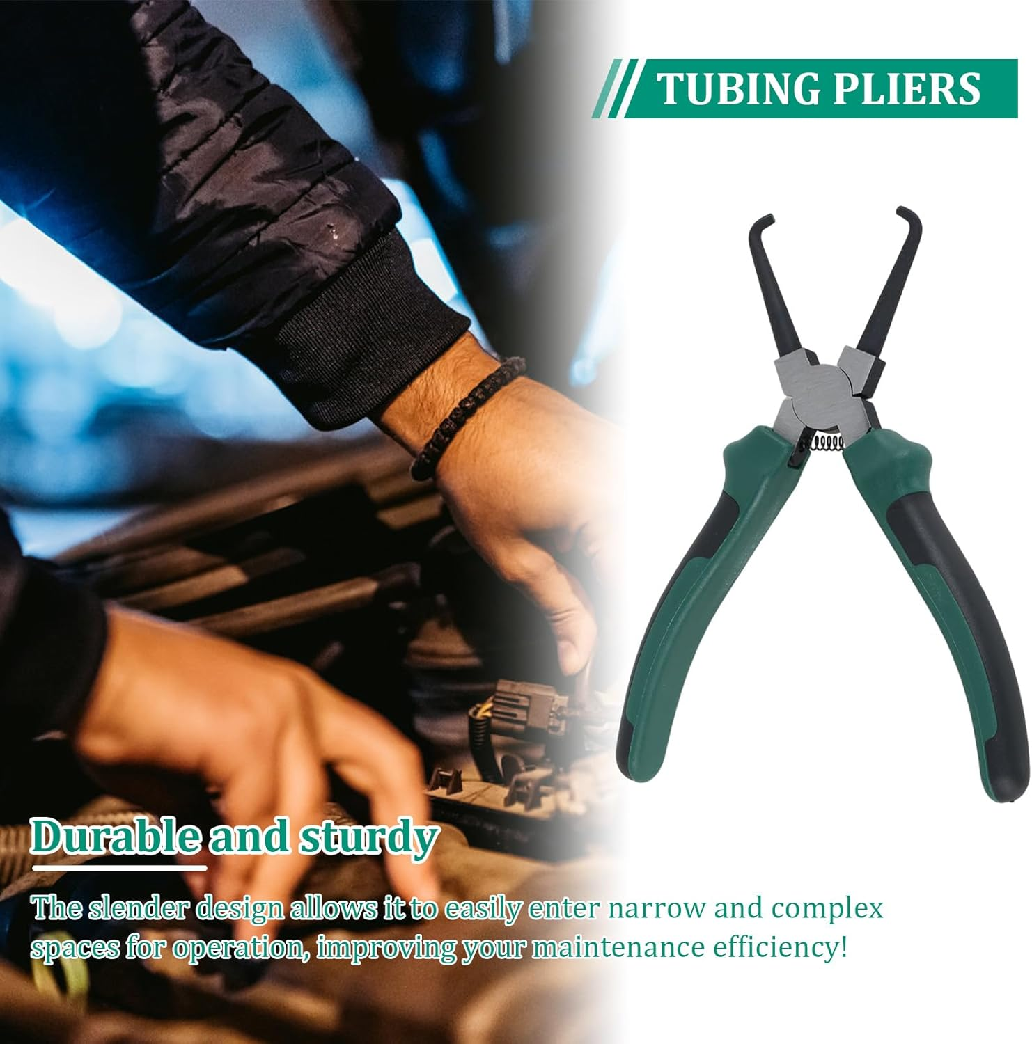 2Pcs Electrical Disconnect Pliers, 7 Inch 9 Inch Automotive Hose Disconnect Tools, Long Spark Plug Removal Pliers, Universal Pipe Clip Repair Tool for Car Maintenance