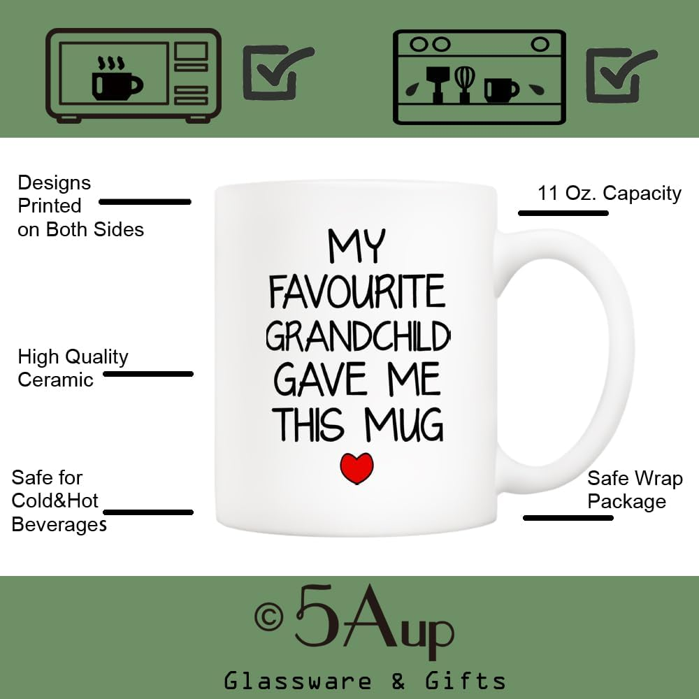 5Aup My Favourite Grandchild Gave Me This Mug Christmas, Funny Father'S Day and Mother'S Day Grandad Grandma Cup Gifts from Grandkids, Granddaughter, Grandson, Birthday Ideal for Grandparents 11 Oz image number 4