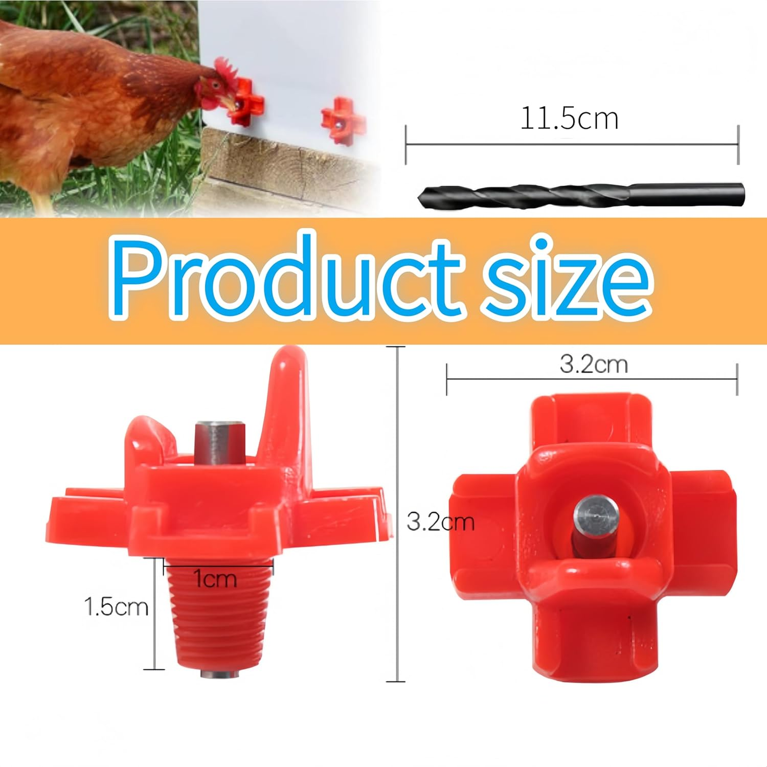 Auto Chicken Waterer，Poultry Watering System for Chicken Coop ， Leakproof Water Dispenser with Drill Bits Horizontal Chick Feeder for Bird Quail Farm
